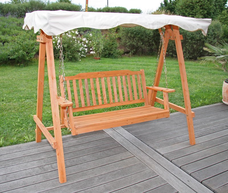 Mecedora para Jardín M29, en madera, dimensiones 167x185x105cm