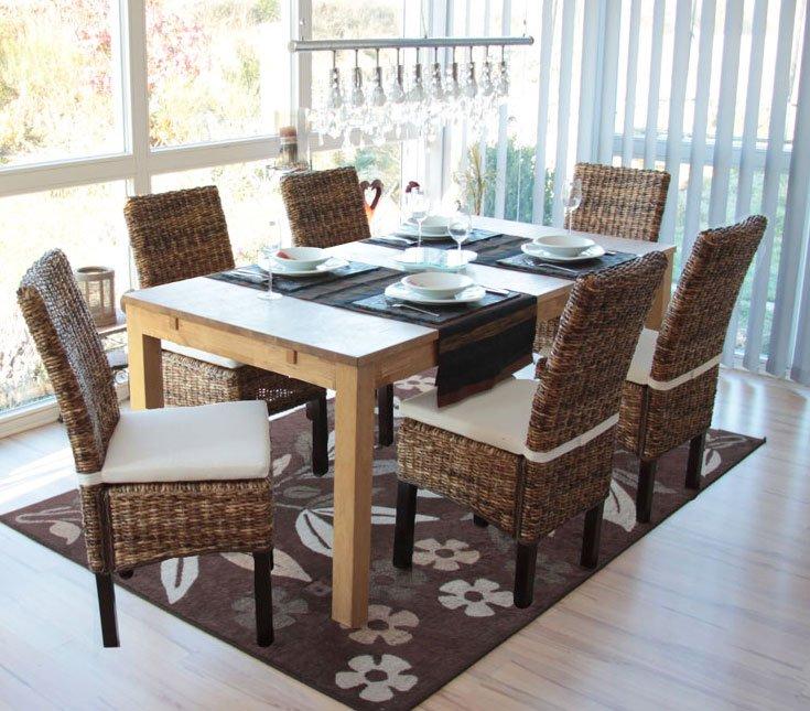 Lote 6 sillas de comedor sabana en mimbre y madera, color oscuro ...