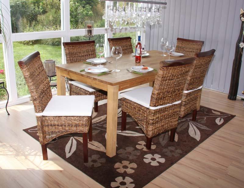 Lote 6 sillas de comedor o jardÃn m45 en madera mimbre marrón y ...