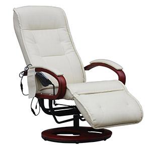 Elegante sillón relax en piel crema ARLES