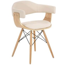 sillas de madera en piel color crema