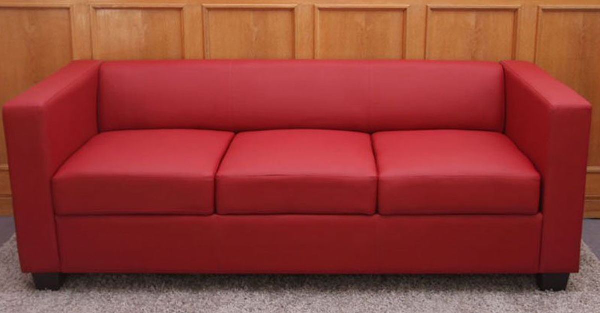 sofá barato tapizado en polipiel roja