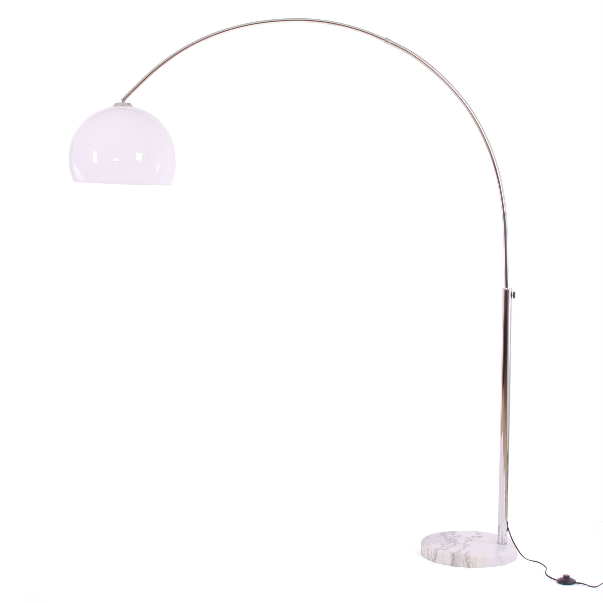 Lámpara Arco LOUNGE II 180cm, lámpara de pie, Cromada, Mampara Blanco