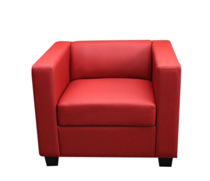 Sofa Individual LILLE, muy cómodo, en piel color rojo