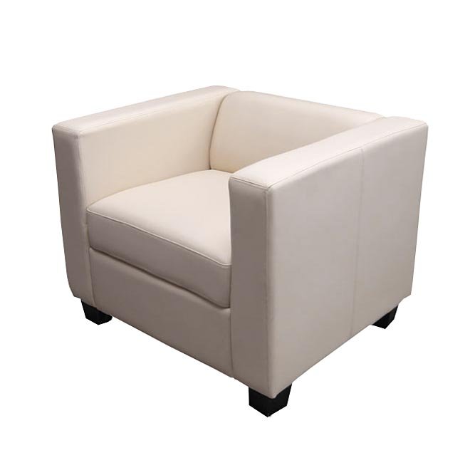 Sofa Individual LILLE, muy cómodo, en piel color crema