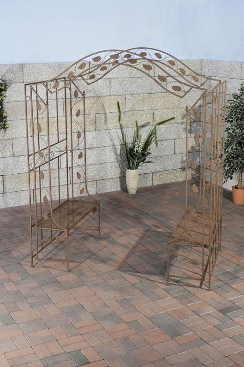 Arco de jardín ELEGANCE enrejado en metal marrón antiguo - Homy.es