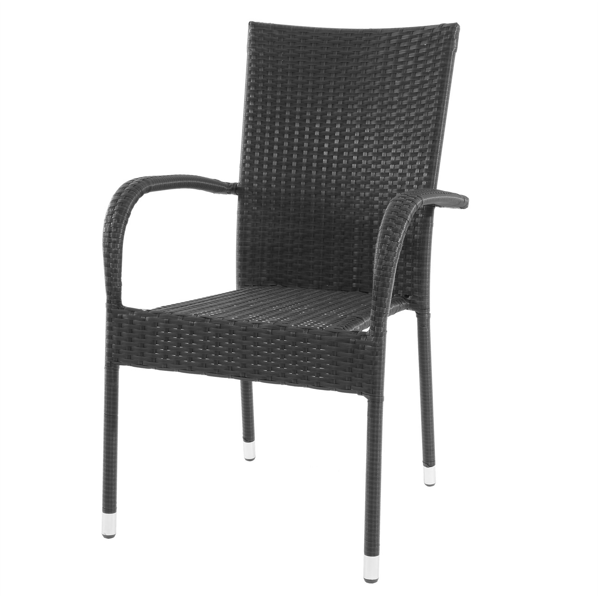 Silla apilable con reposabrazos de Poly Rattan para Jardín, Comedor