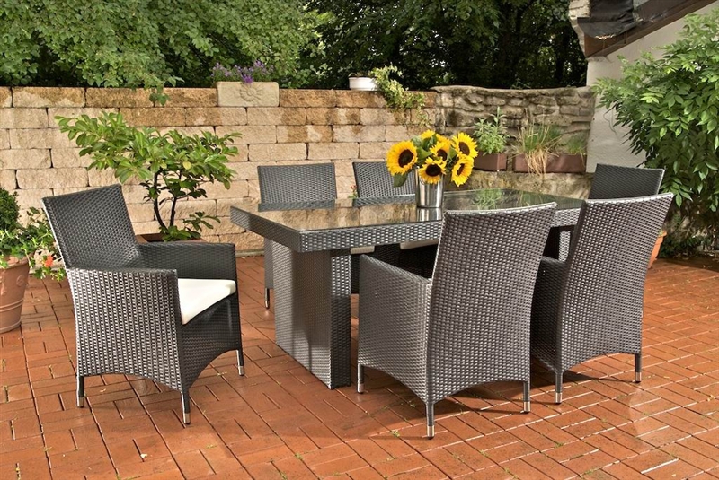 Conjunto de Jardín AVIGNON en poly ratán negro - Homy.es