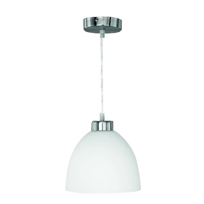 Lámpara de Techo colgante TRIO en níquel mate, vidrio opal blanco, dimensiones 20cm
