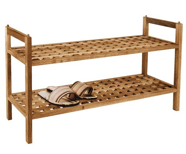 Estante Zapatero con 2 repisas, 69x26x40 cm, en madera de nogal - Homy.es