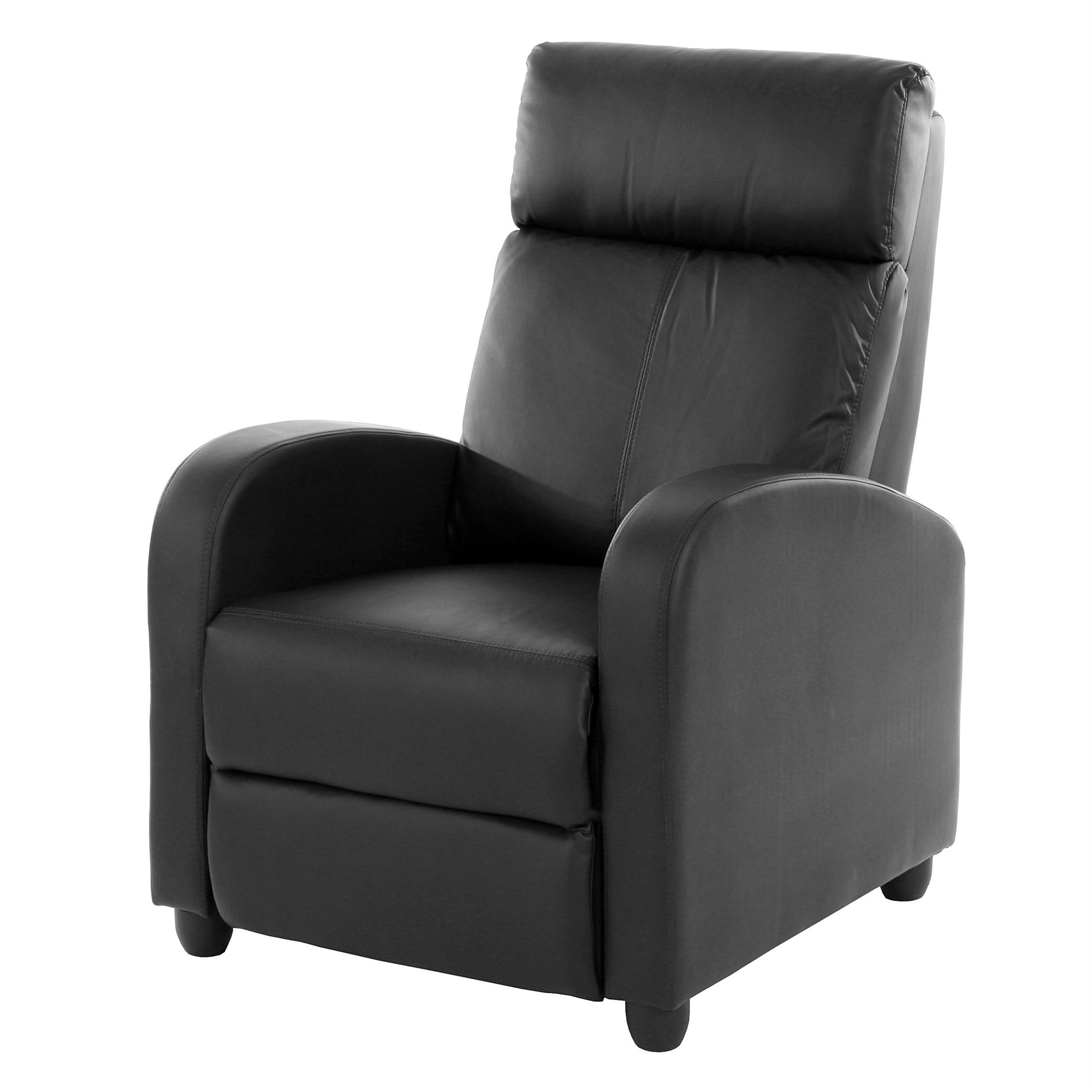 Sillón Relax reclinable DENVER, tapizado en piel, muy cómodo, color negro