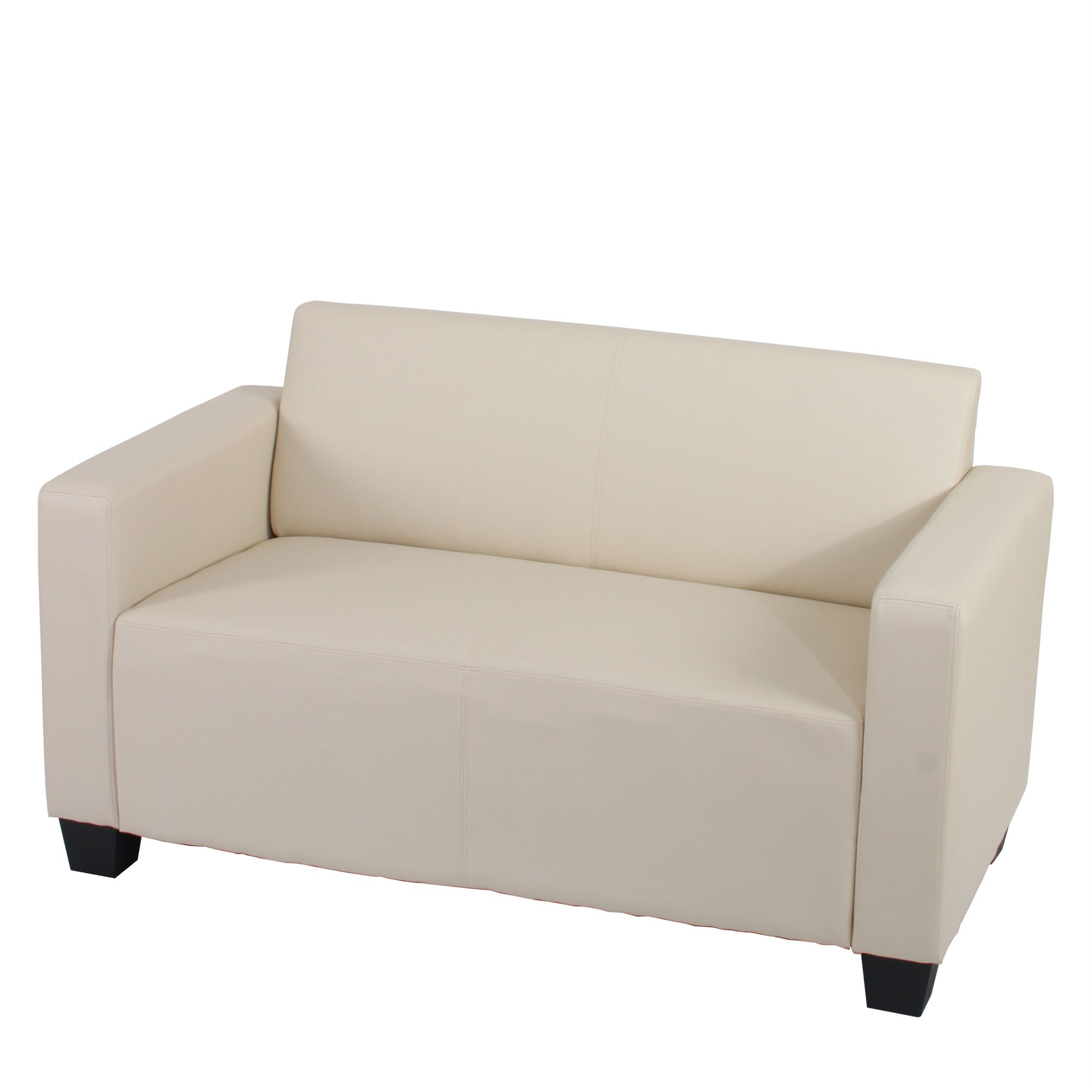 Sofa Modular LYON de 2 plazas, Gran acolchado, tapizado en piel color crema
