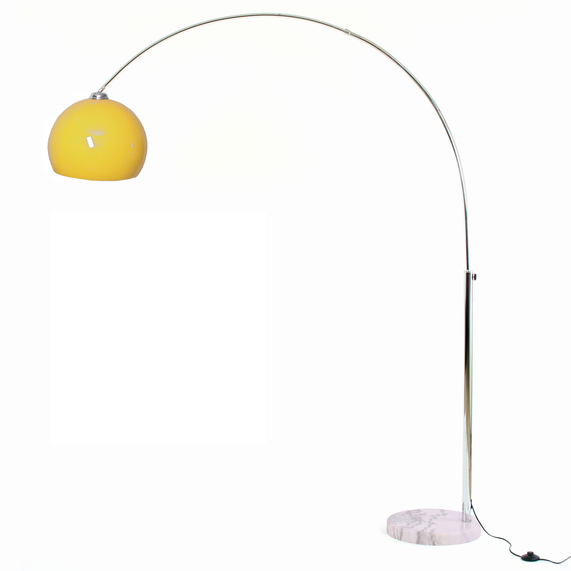 Lámpara Arco LOUNGE II 206cm, lámpara de pie, Cromada, Mampara Amarilla