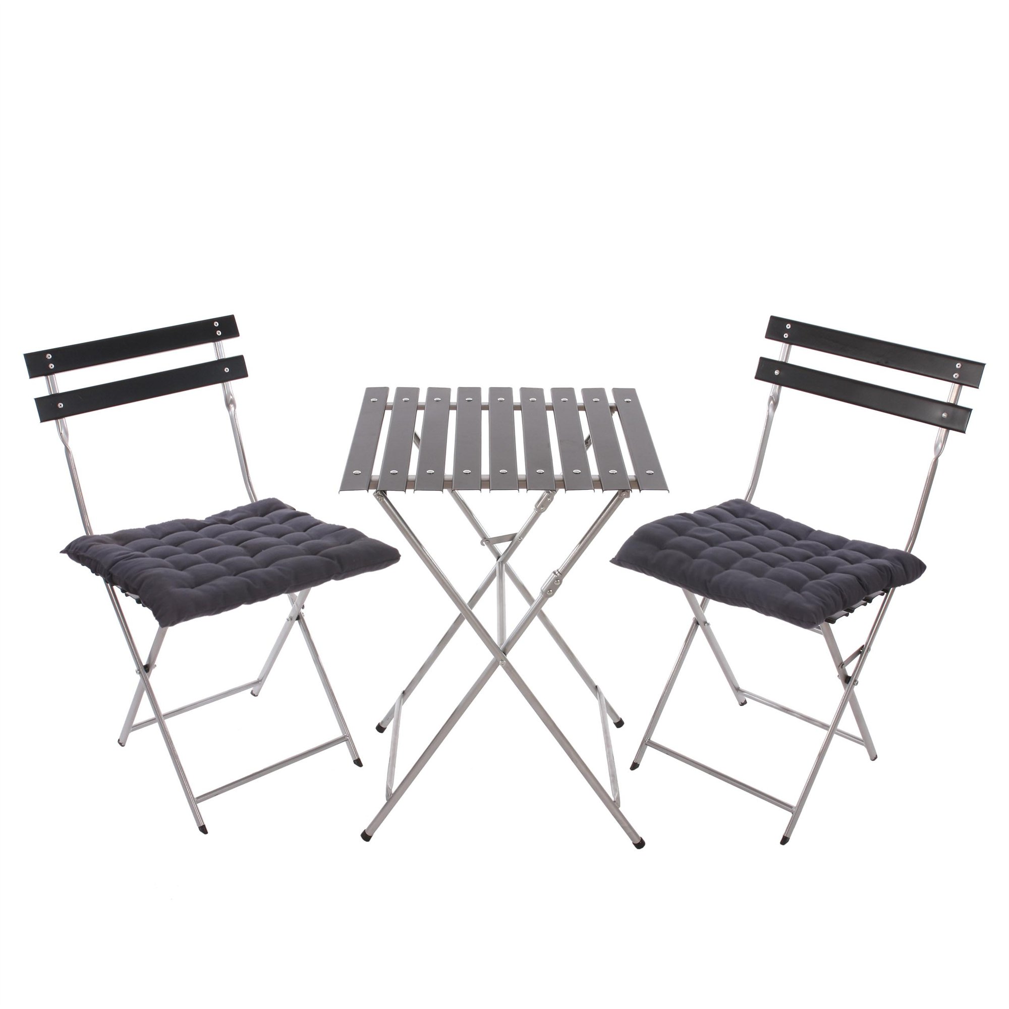 Conjunto de 2 Sillas + Mesa para Terraza o Jardín en metal negro muy