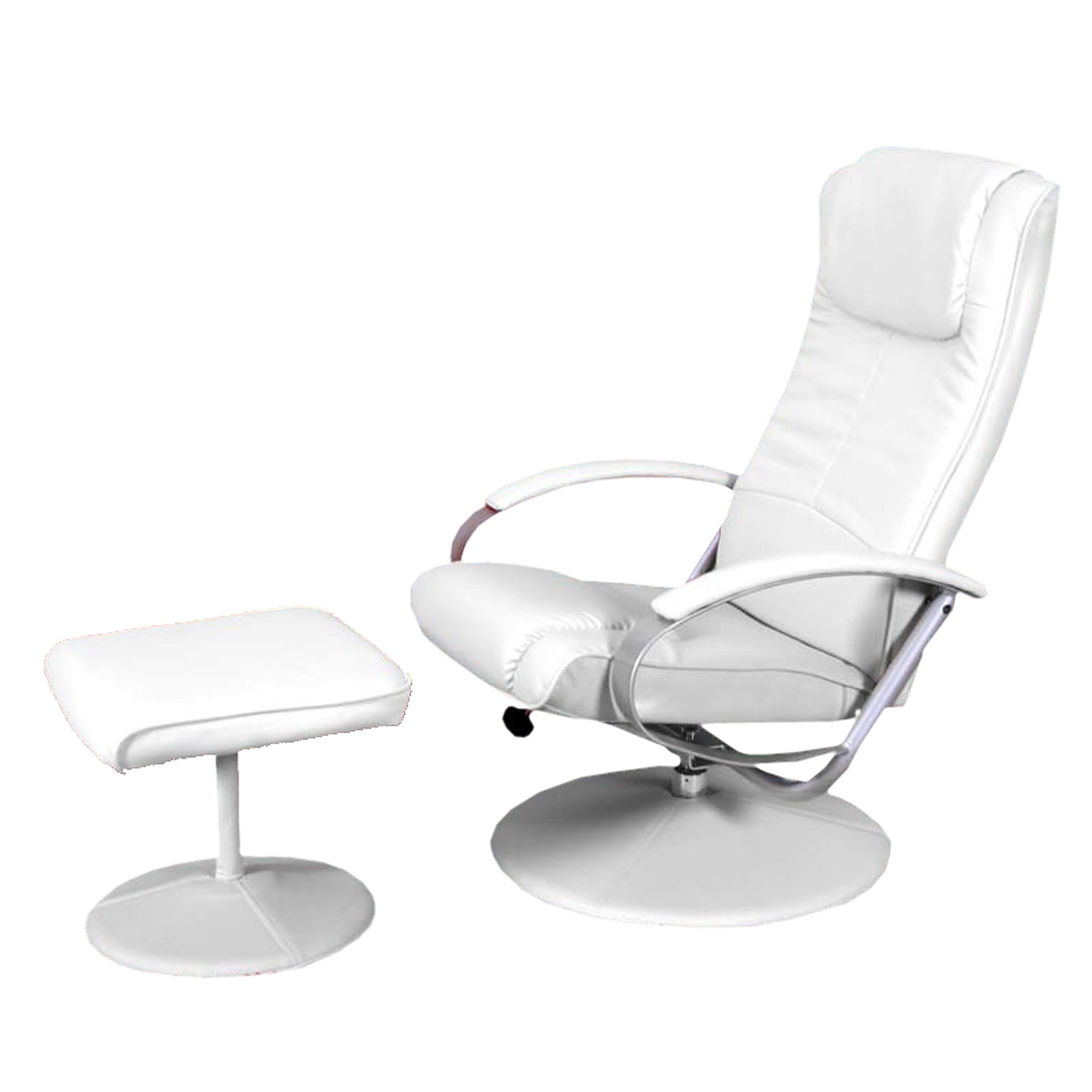 Sillón Relax N44, Máxima Comodidad, reclinable, en 2 piezas, tapizado en piel color blanco