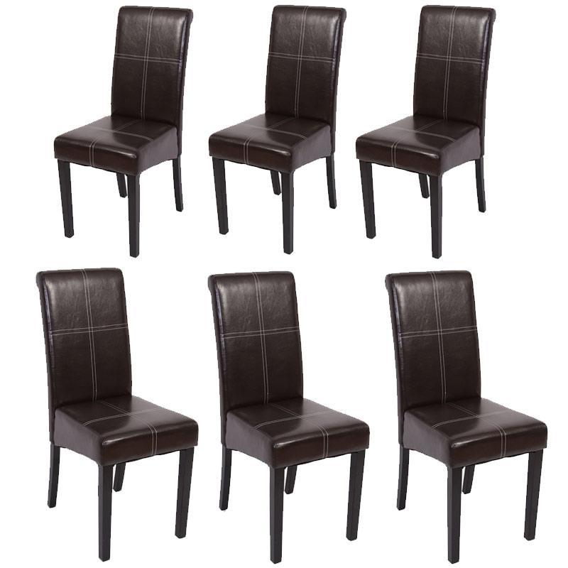 Lote 6 Sillas de Comedor Novara III con costuras, cuero, patas de color