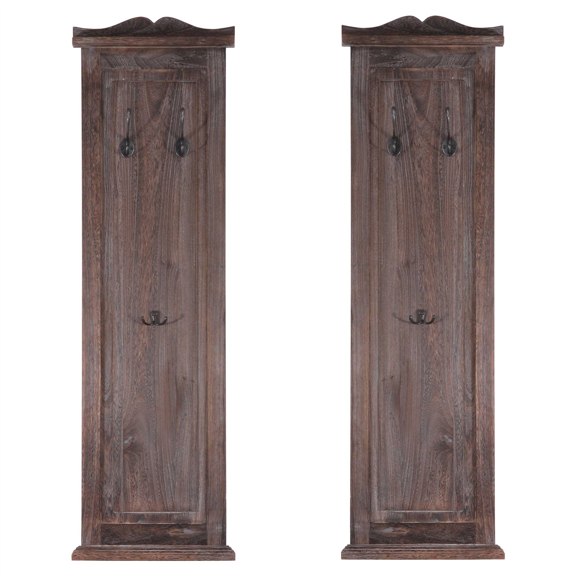 Lote 2 percheros de parez en madera 109x28x3, 5 cm, estilo vintage marrón