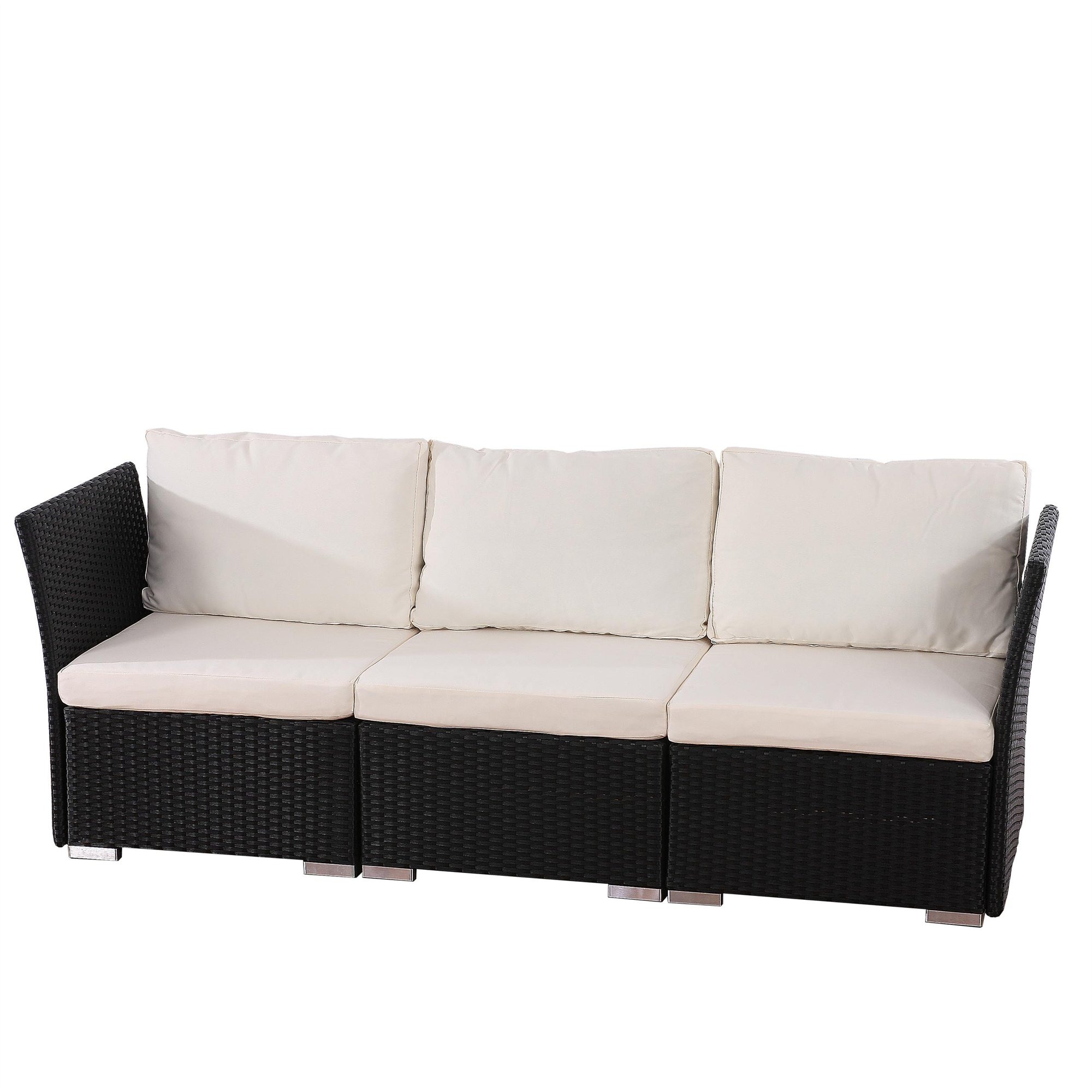 Sofa 3 plazas Poly Rattan SIENA, Modular, Estructura Negro Antracita