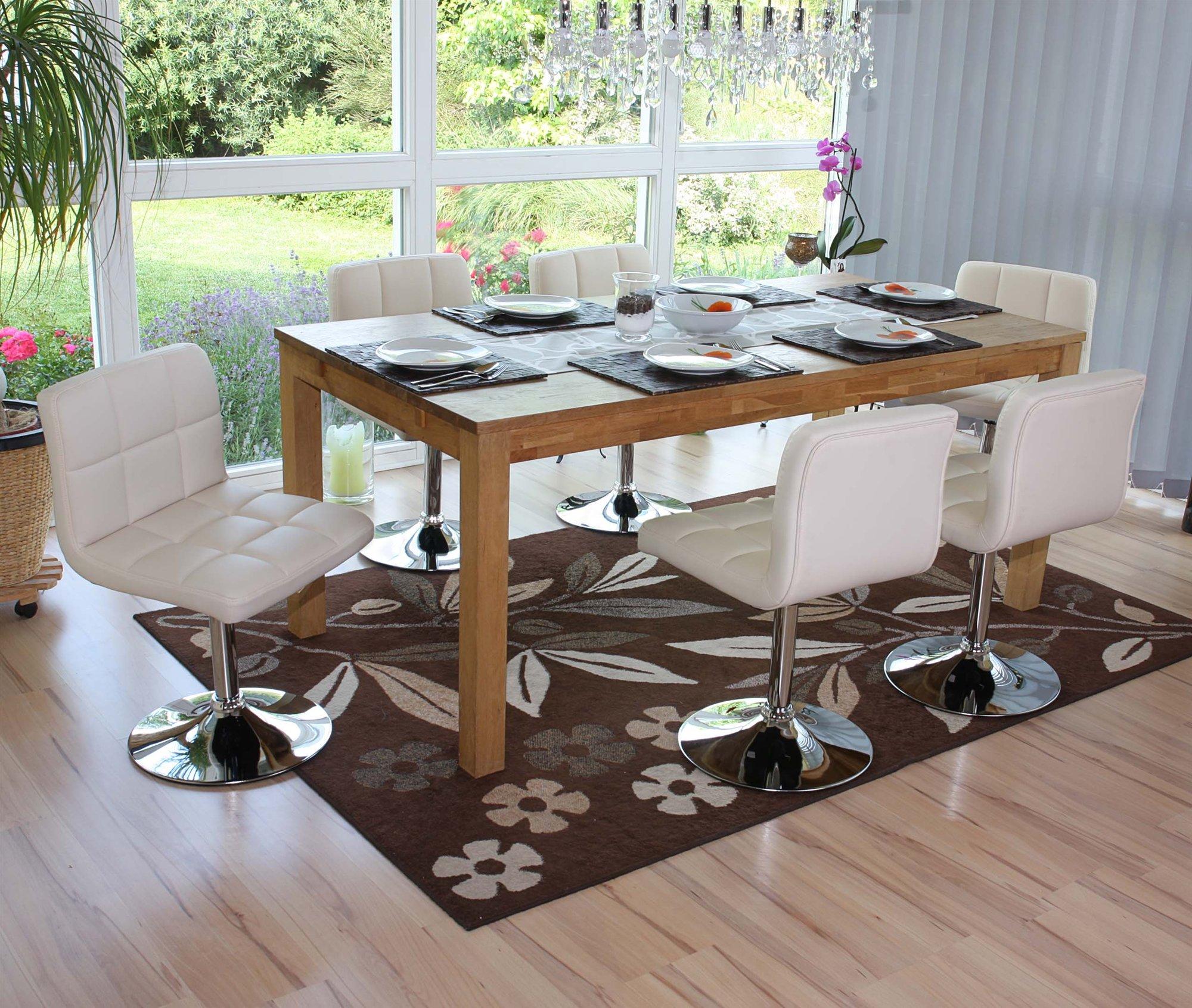 Conjunto de 6 sillas de Cocina GENOVA, Giratorias Crema - Homy.es