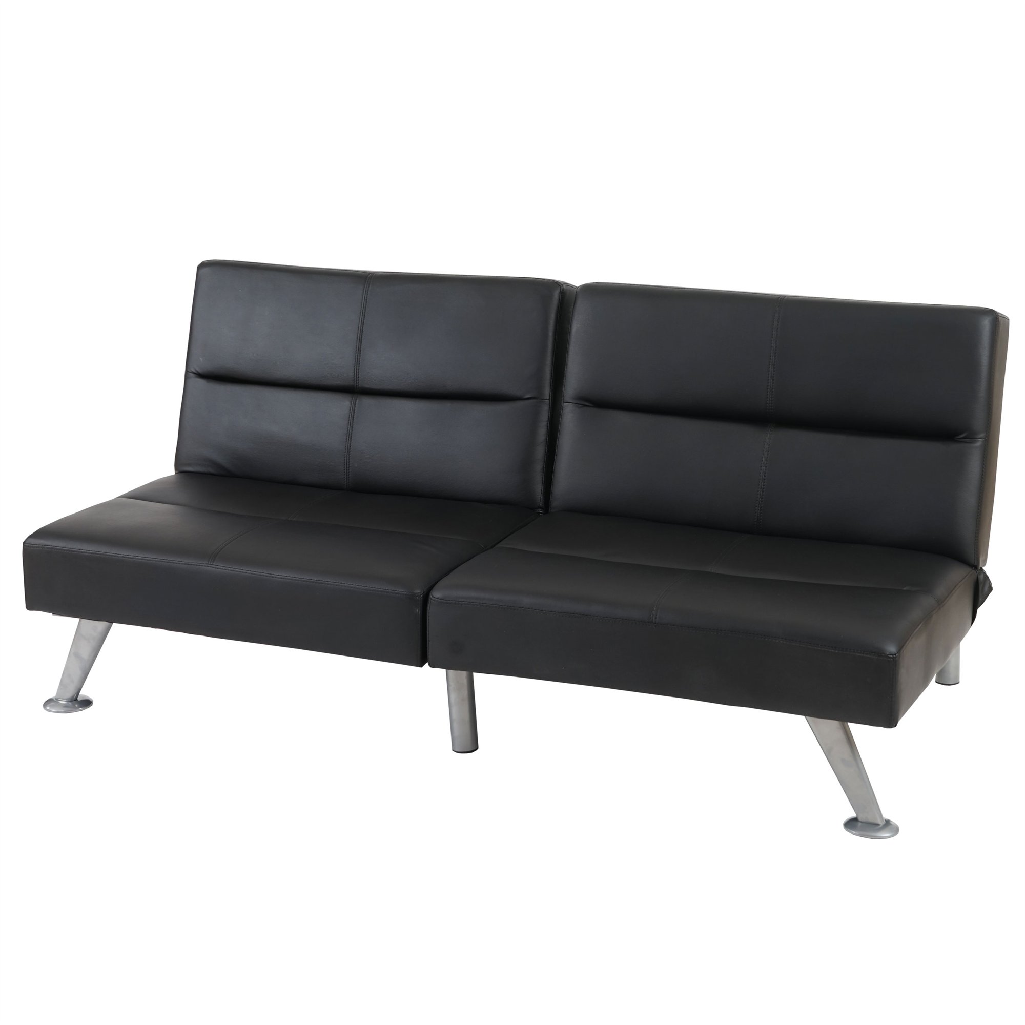 Sofá de 3 plazas sofá cama cama Darwin II negro, cuero Homy.es