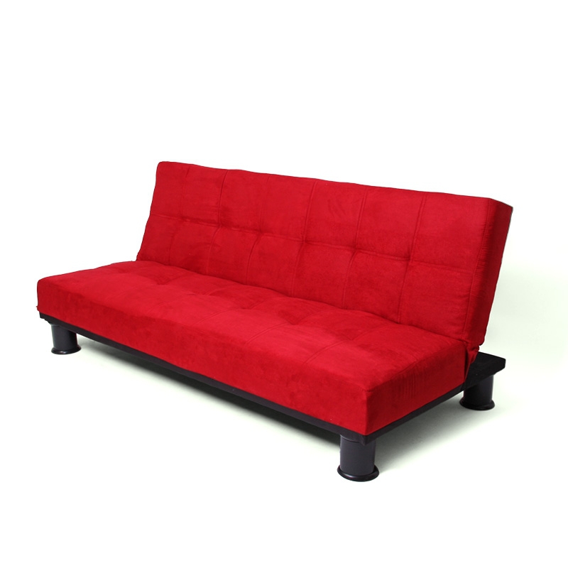 Sofa Cama de 3 plazas MELBOURNE, color microfibra roja - Homy.es