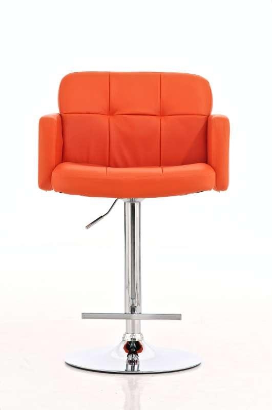Taburete de Diseño PAU, altura ajustable, ámplio respaldo y reposabrazos, en piel naranja