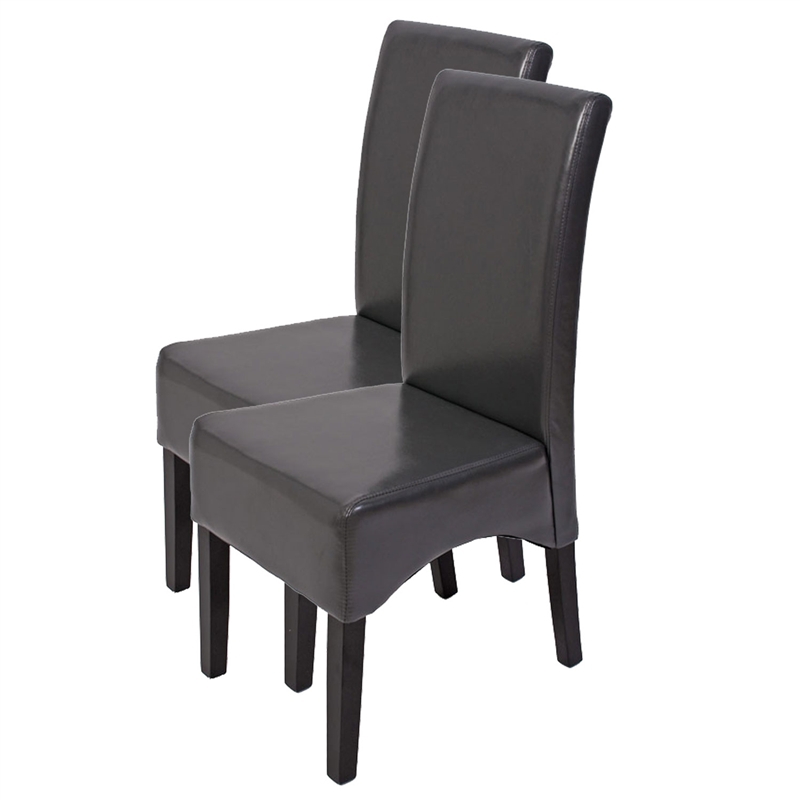 Lote 2 sillas de comedor LATINA en cuero y patas gris oscuro