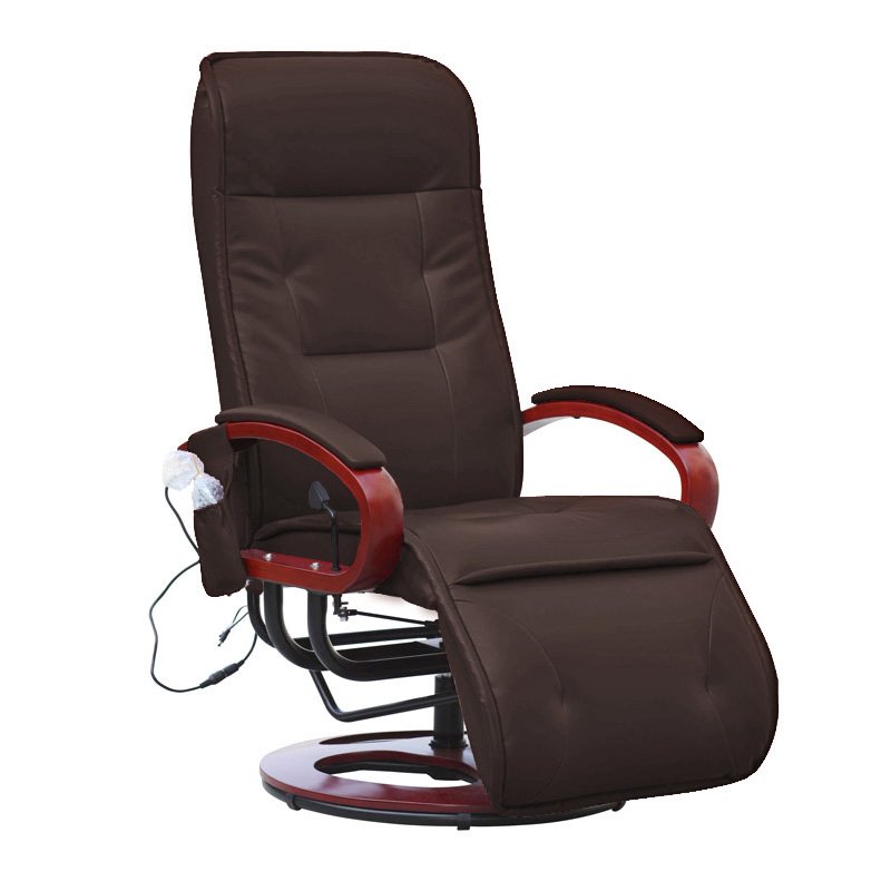 Sillón Relax reclinable ARLES II, con función masaje en Piiel color café