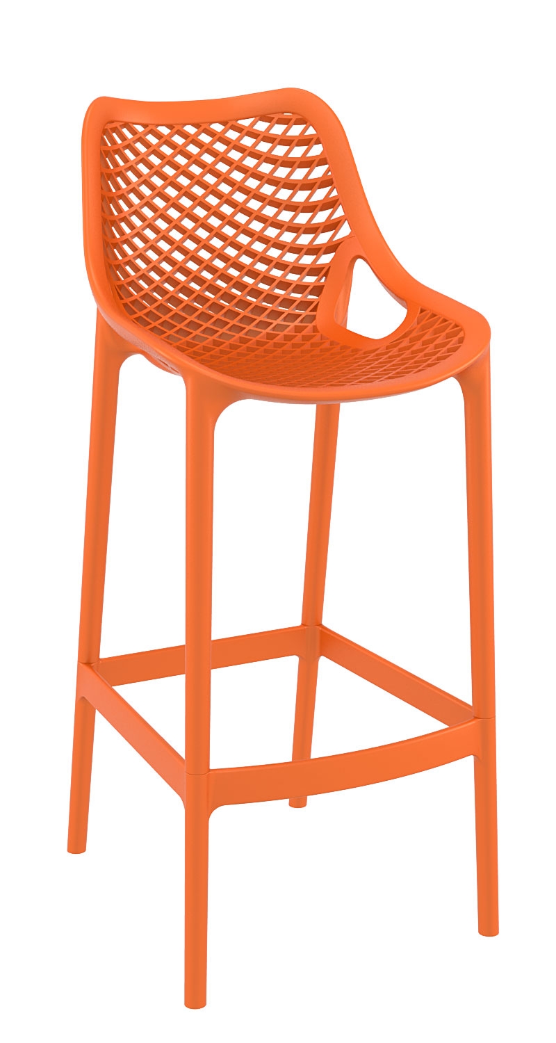 Taburete de Diseño DANIELA, perfecto para exteriores, fabricado en polipropileno color naranja