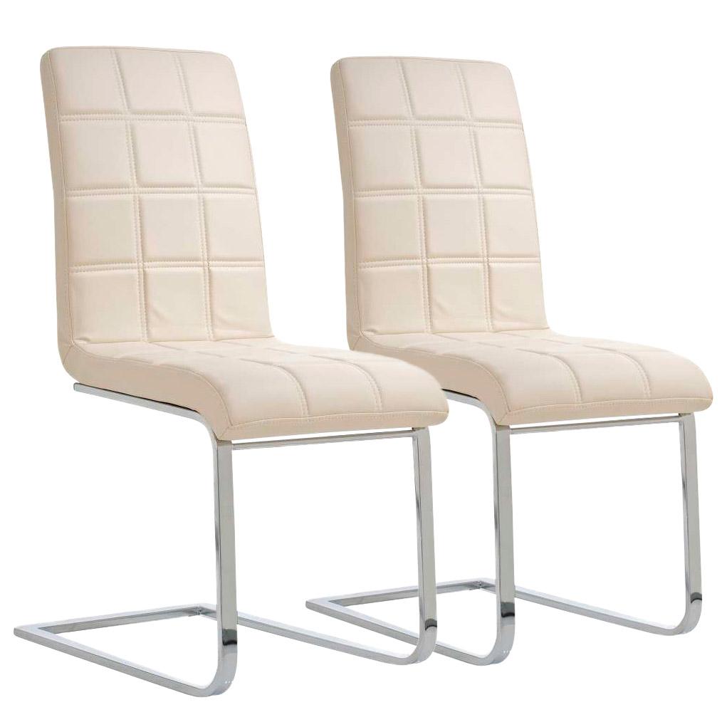 Lote 2 Sillas de Comedor o Cocina BIELSA, diseño exclusivo, piel crema