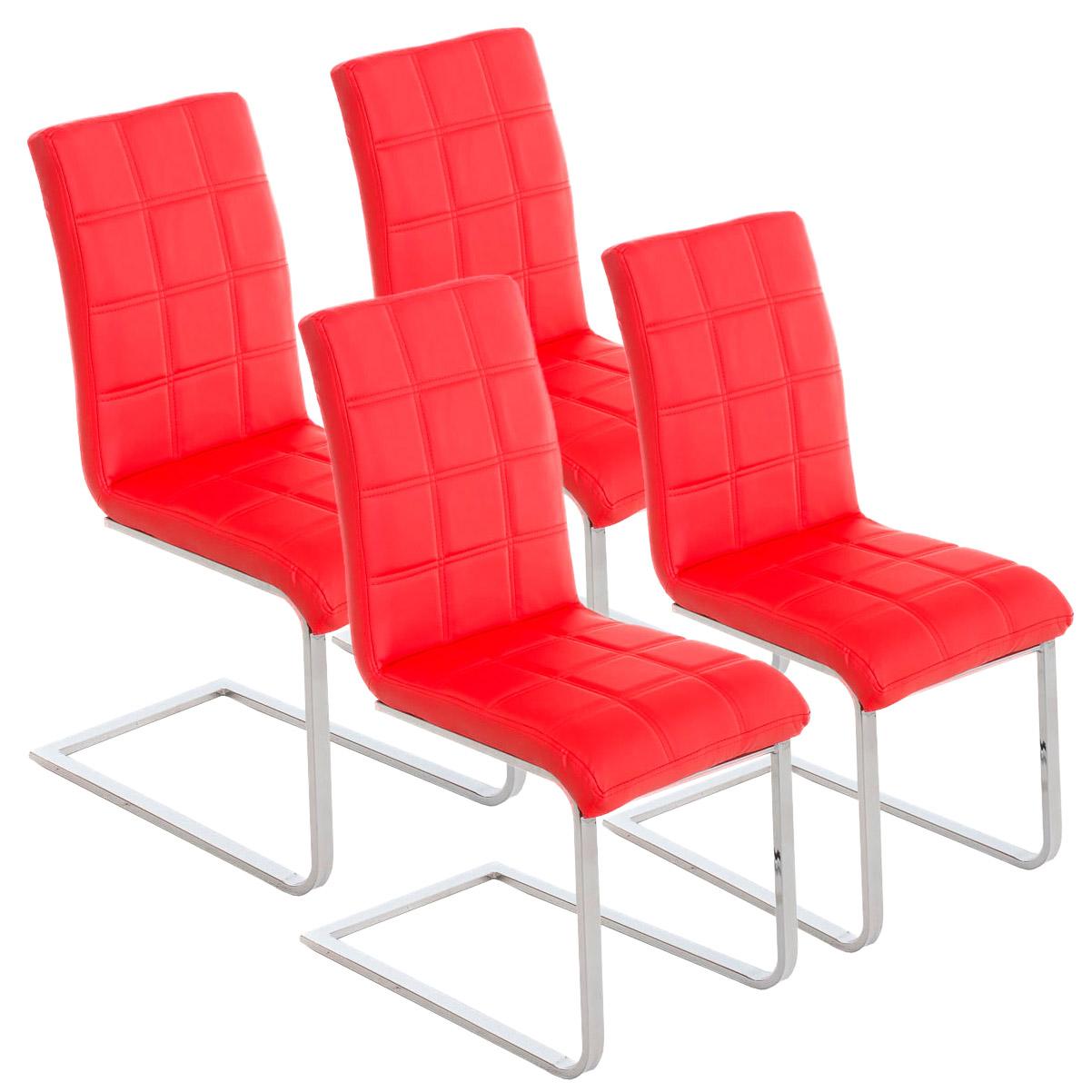 Lote 4 Sillas de Comedor o Cocina BIELSA, diseño exclusivo, piel rojo