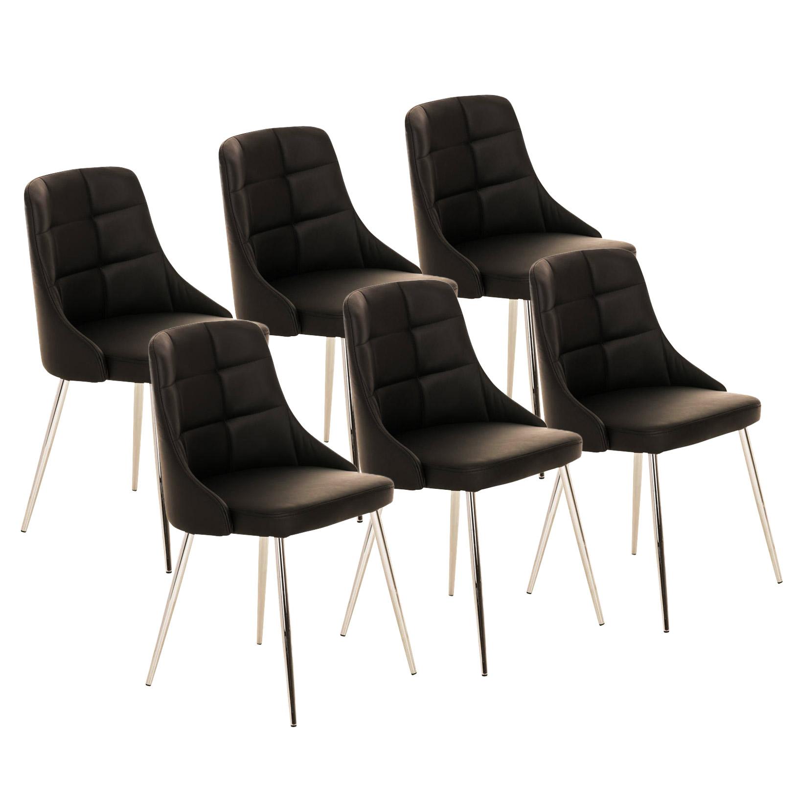 Lote 6 Sillas de Comedor o Cocina HARRISON, en piel negro - Homy.es