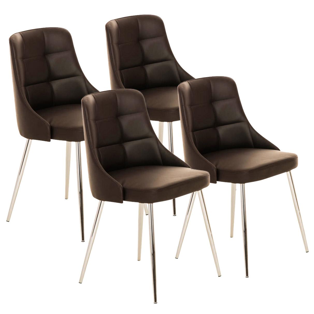 Lote 4 Sillas de Comedor o Cocina HARRISON, en piel marrón - Homy.es