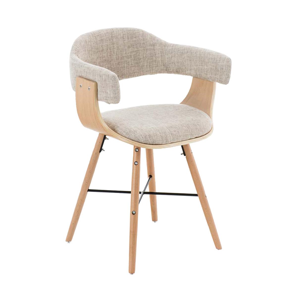 Silla de Comedor ALBATROS, en Tela color Crema y estructura de madera