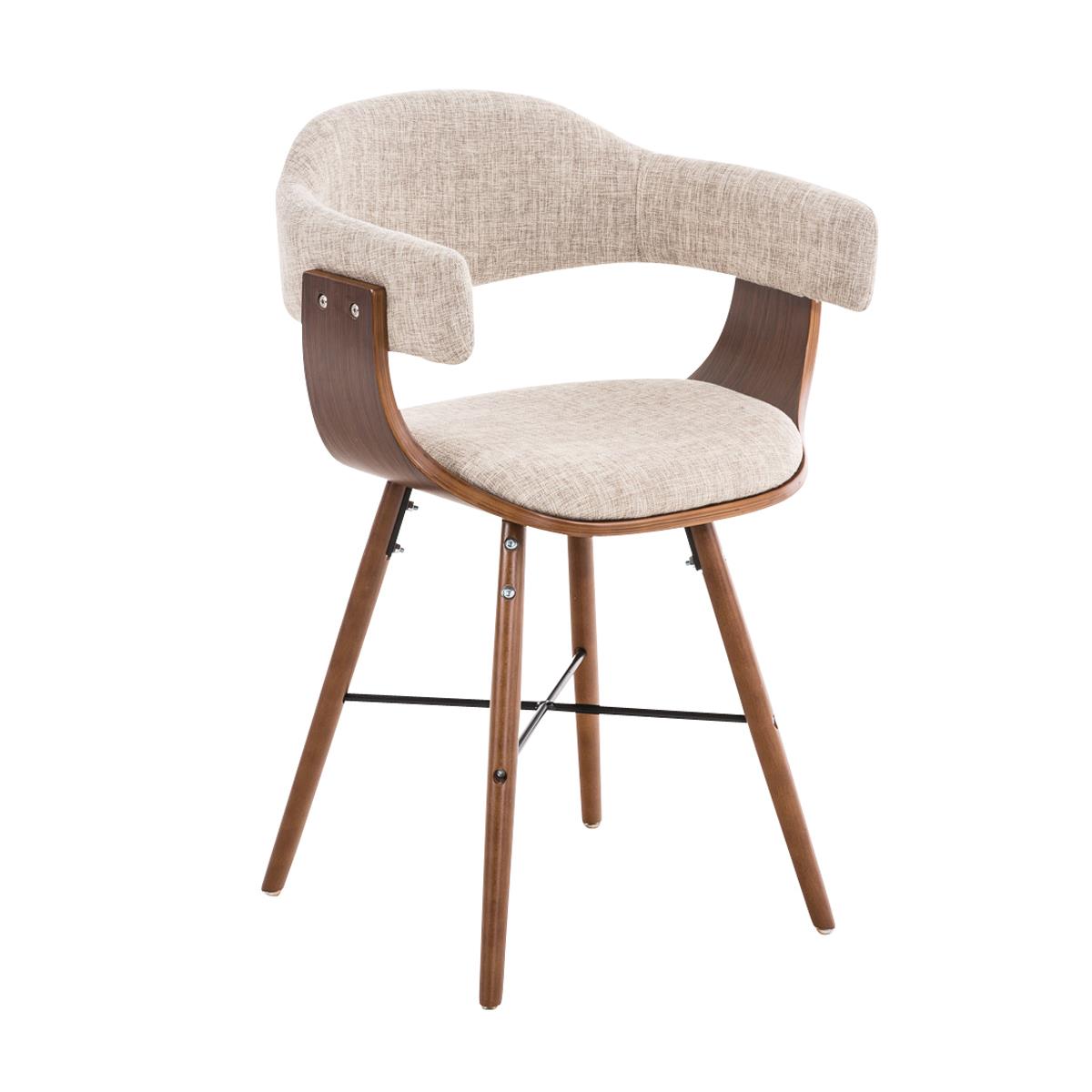 Silla De Comedor ALBATROS, En Tela Color Gris Claro Y Estructura De Madera Color Nogal