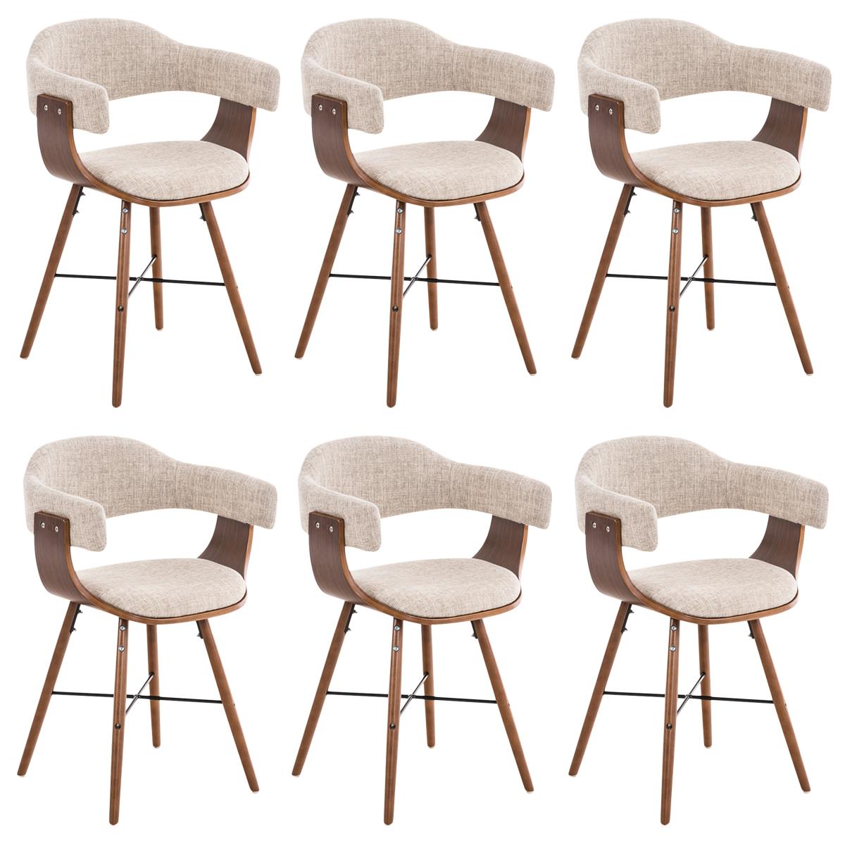 Conjunto de 6 Sillas de Comedor ALBATROS, en Tela color Crema y