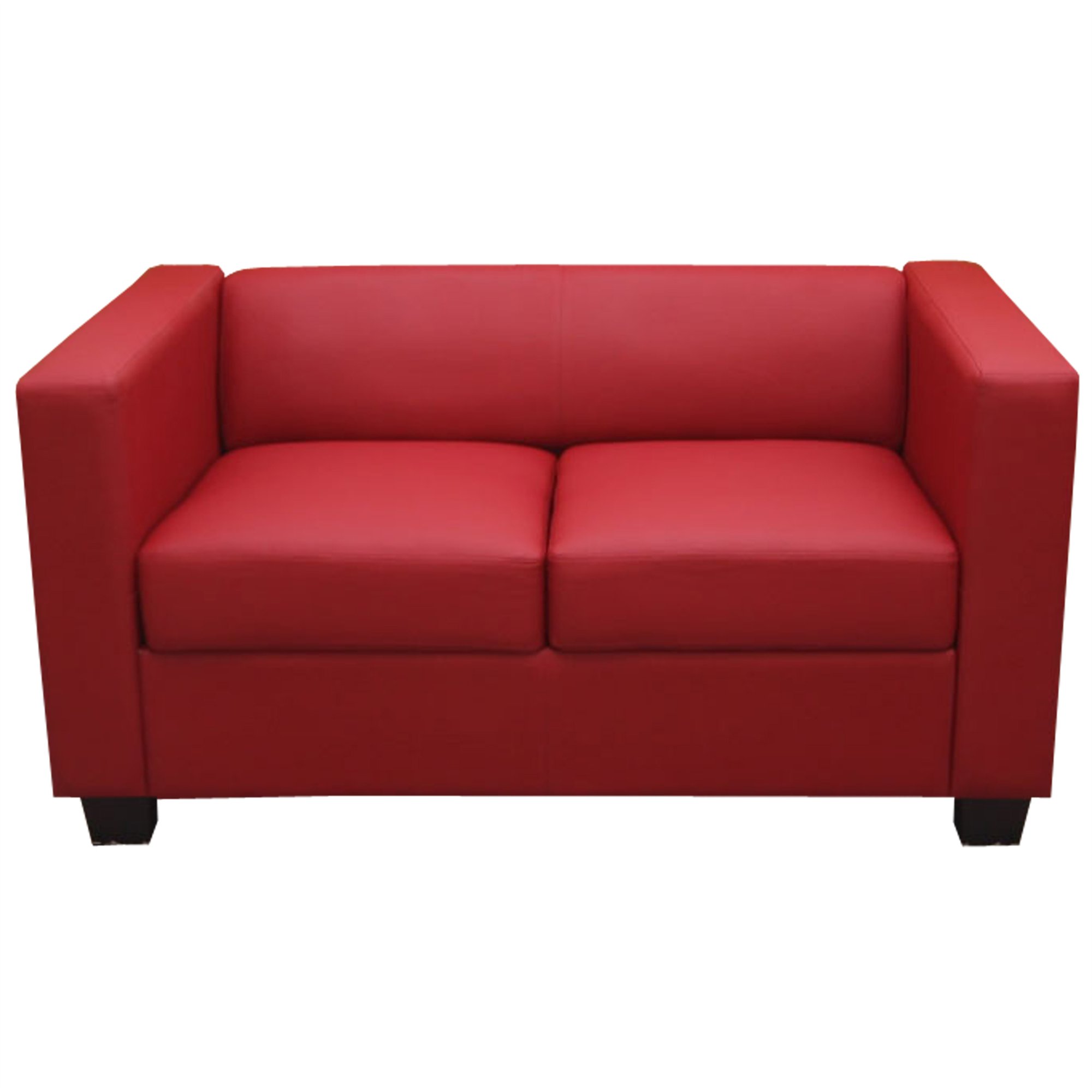Sofá de 2 plazas LILLE, en cuero color rojo