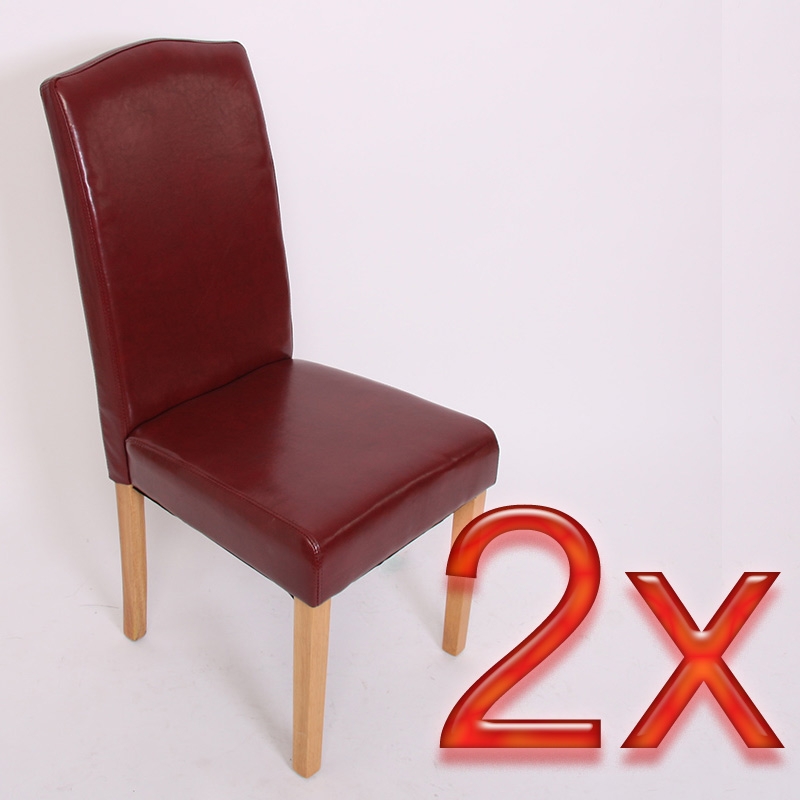 Lote 2 Sillas de Comedor N34, con respaldo alto, en cuero rojo y patas