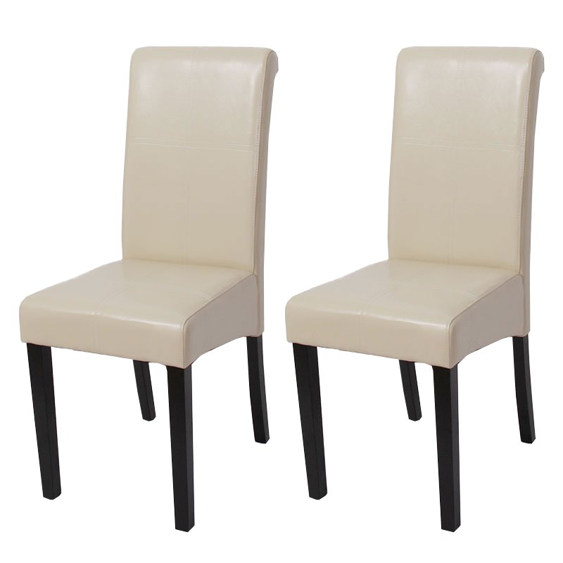 Lote 2 Sillas de Comedor NOVARA III, con costuras, en cuero color crema