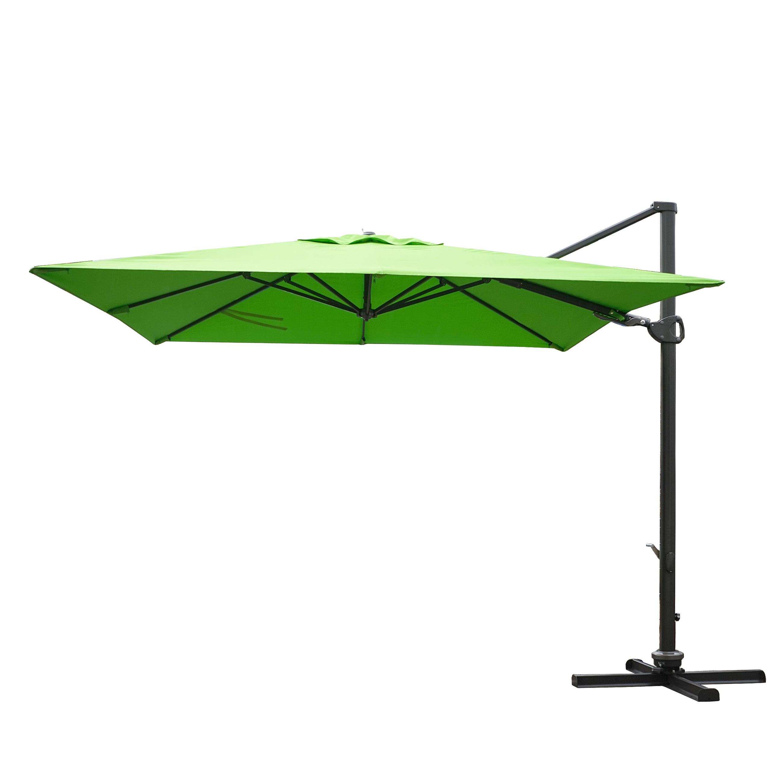 Sombrilla / Parasol TAHITI, de 3 x 3 metros, 100% Ajustable, Cruz de suelo Incluida, en Verde