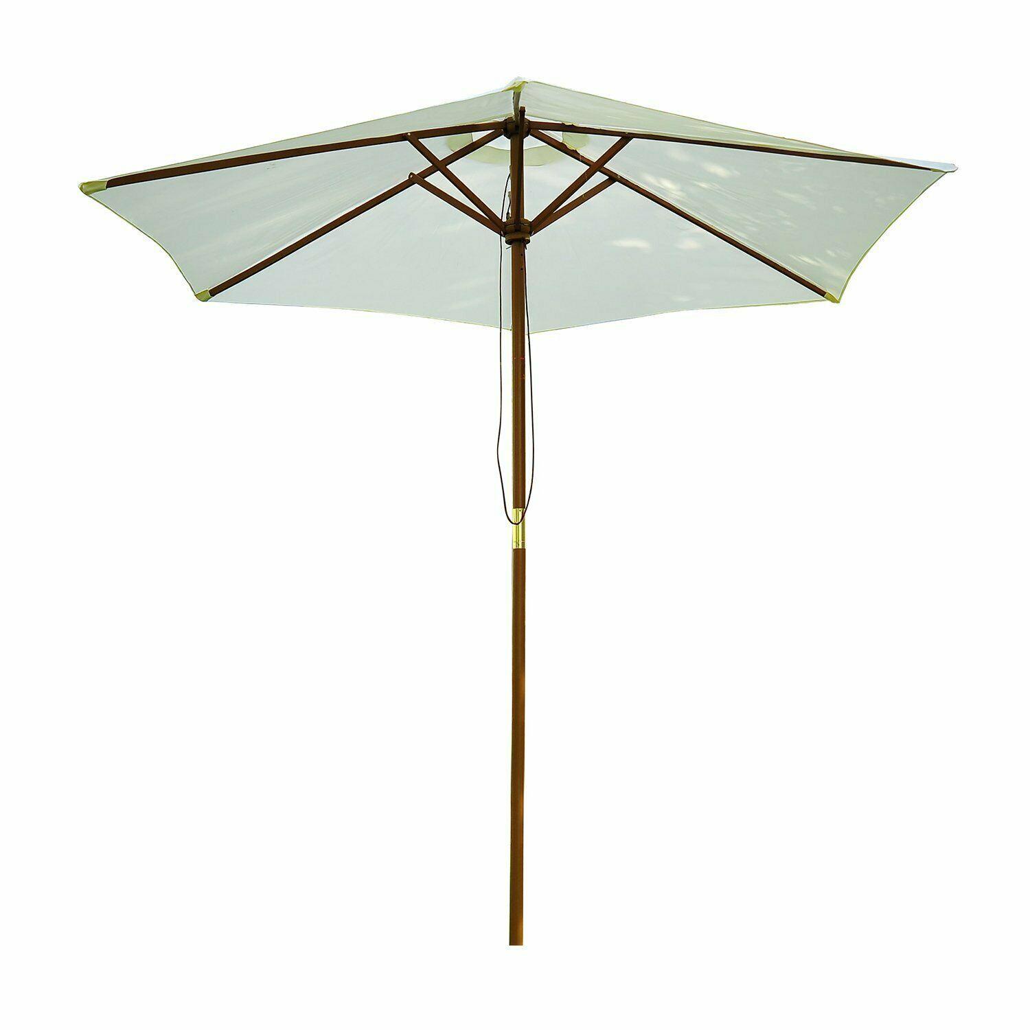 Sombrilla SHELBY 2,5 m, estructura madera, tela crema - Homy.es