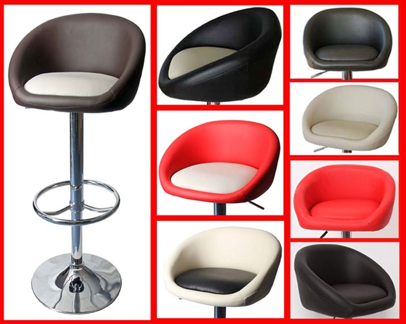 Taburete ISLA en polipiel color crema/rojo - Homy.es