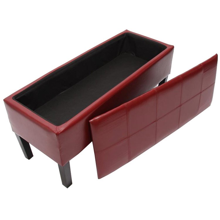 Banco almacenaje RENENS rojo, 96x44x37 cm - Homy.es