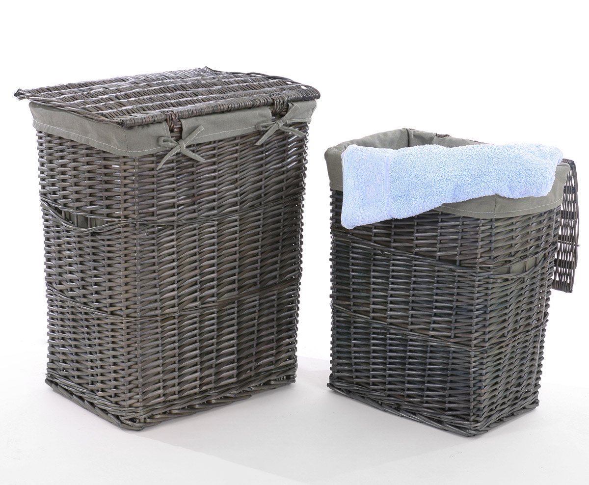 Juego de 2 cestas para la ropa en Mimbre , Altura 57/49 cm - Homy.es