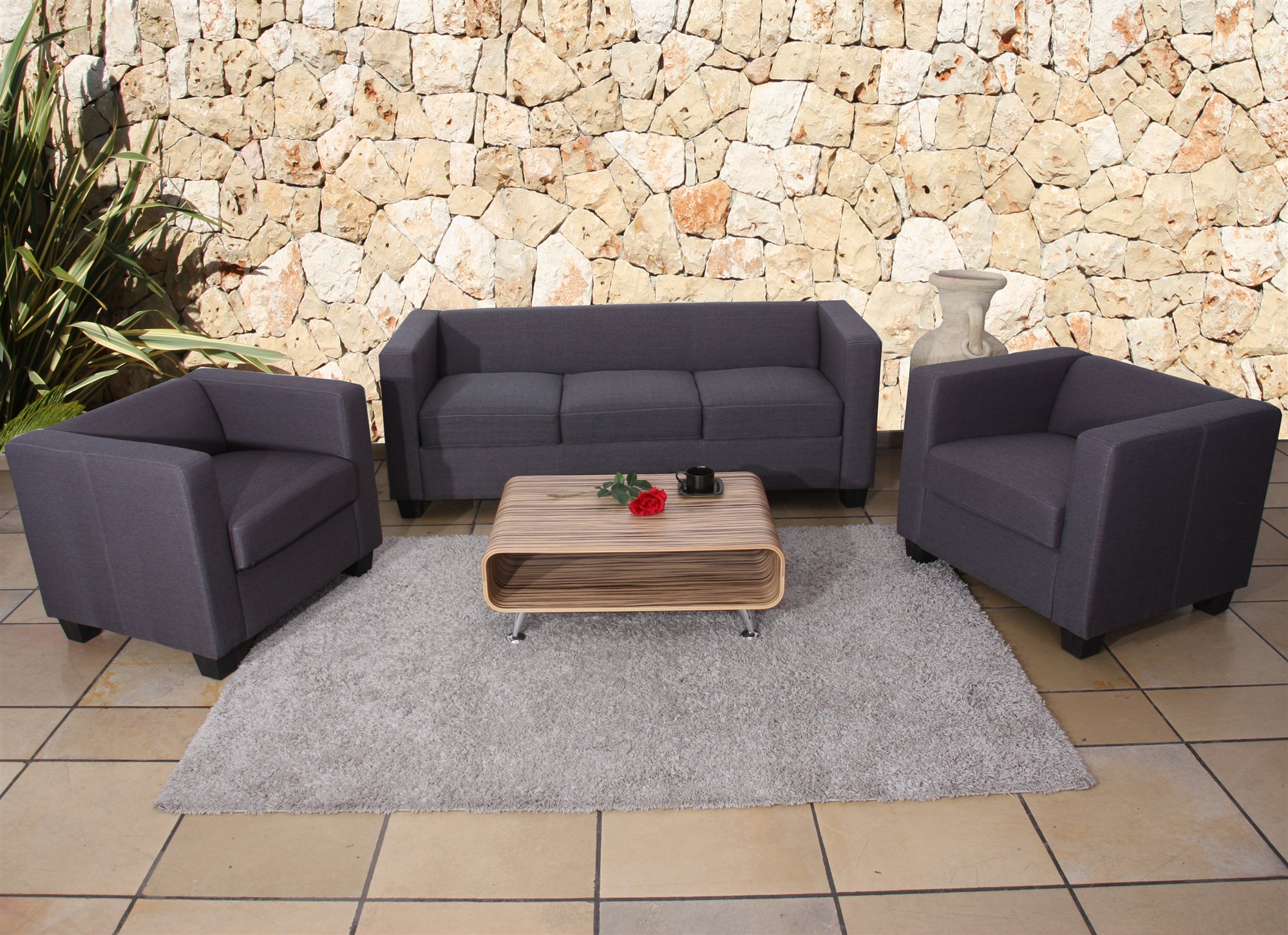 Conjunto 1 Sofa 3 plazas LILLE, + 2 Sofás individuales en tejido color