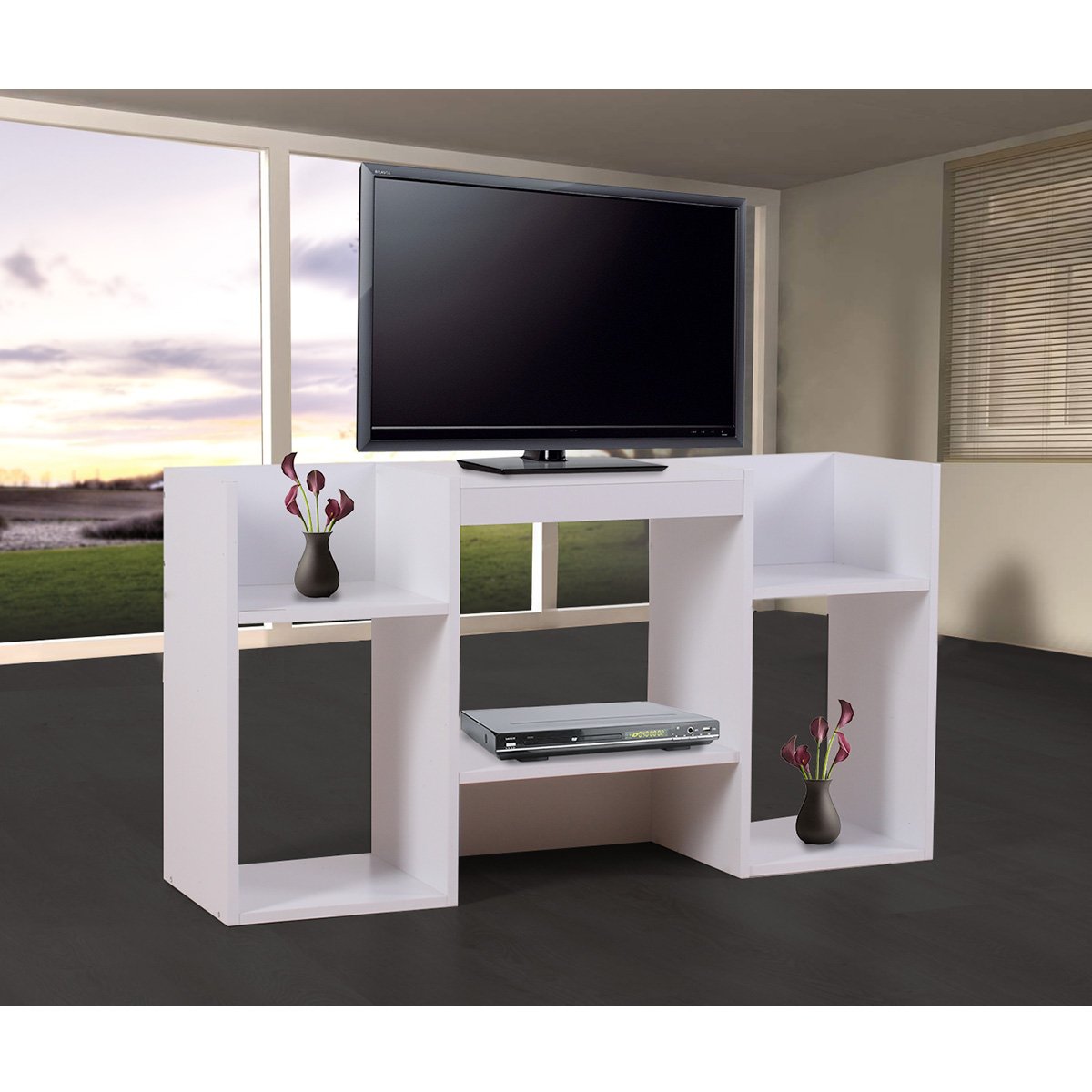 Mueble para TV, Soporte para TV de diseño 109x59x30 cm, blanca