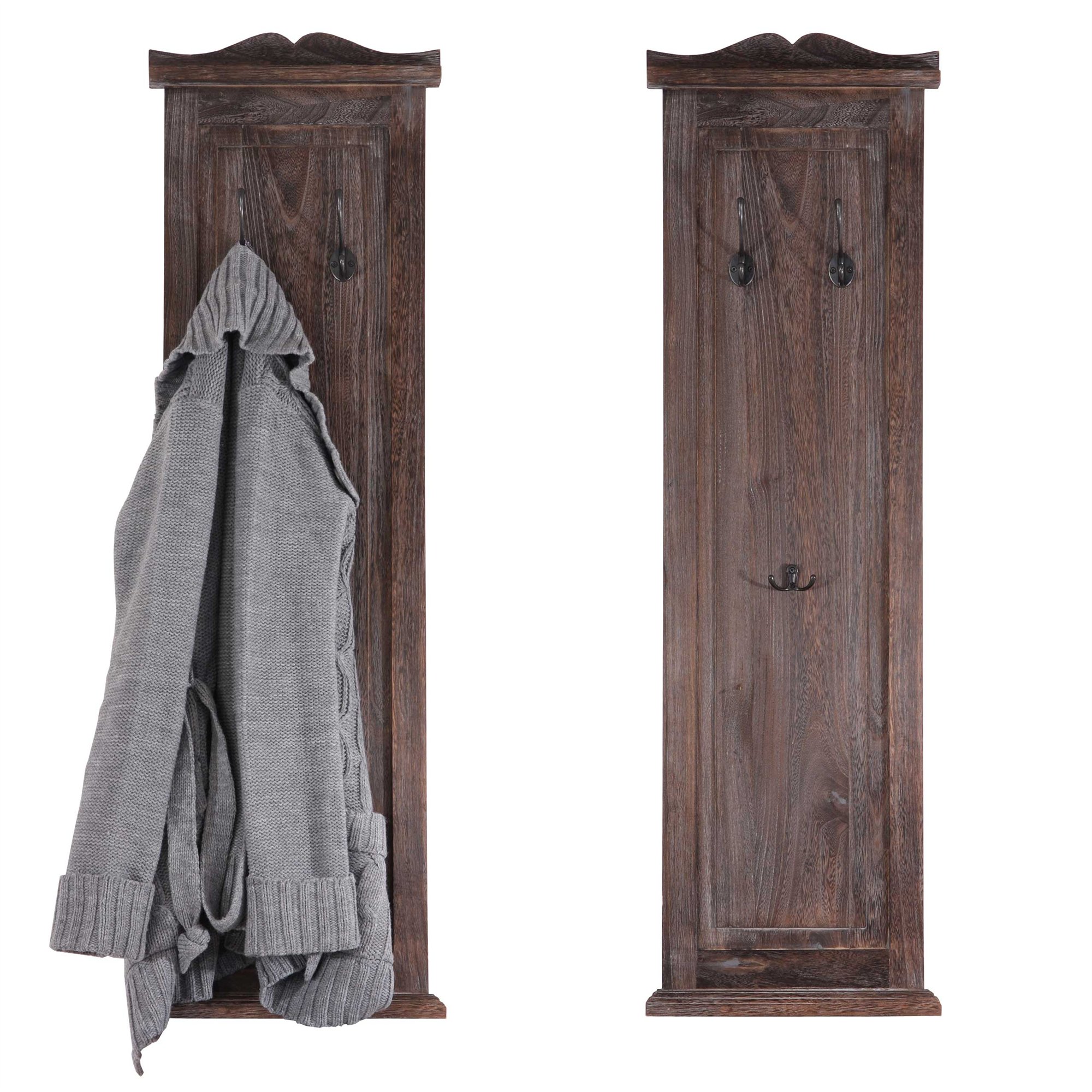 Lote 2 percheros de parez en madera 109x28x3 5 cm estilo vintage marron Homy.es