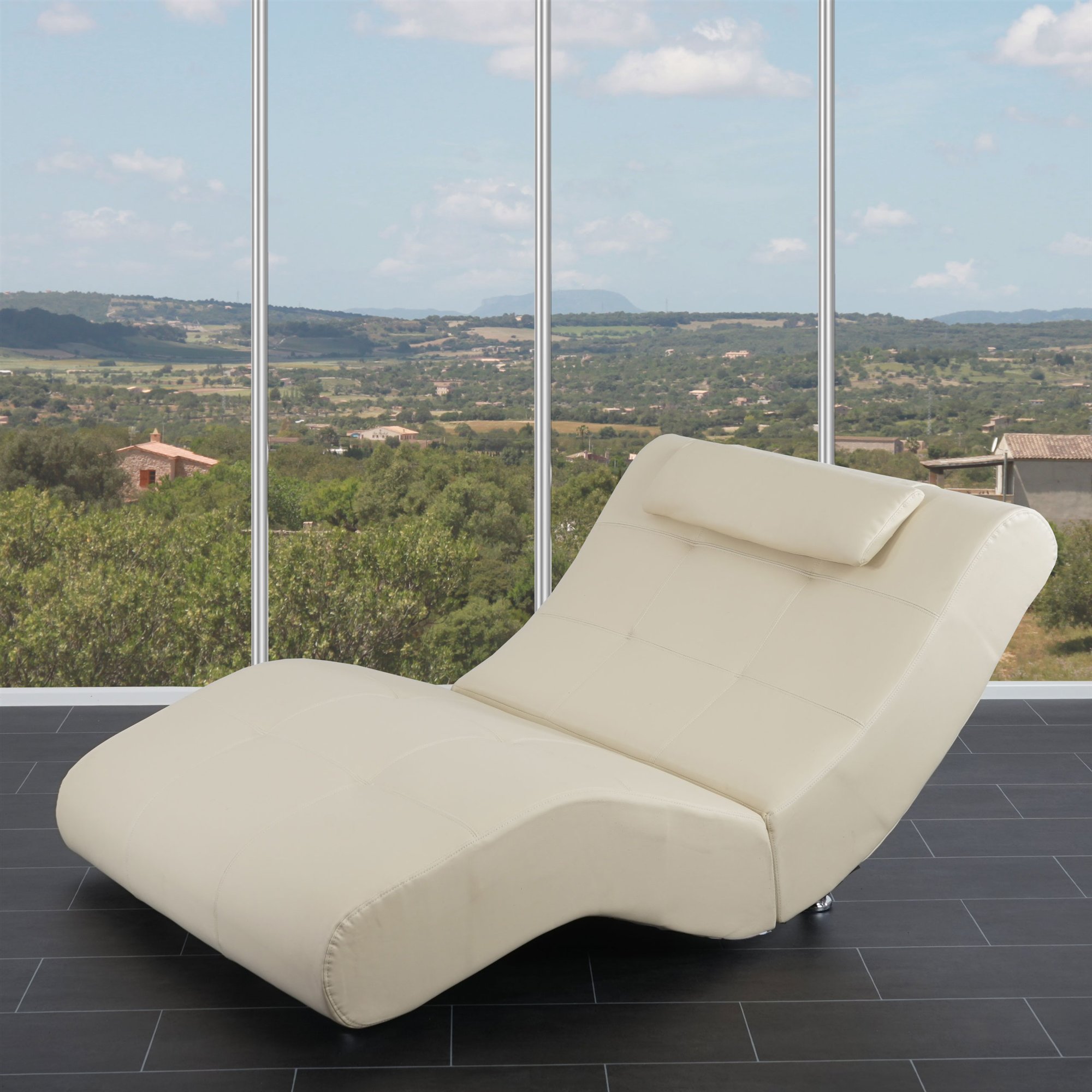 Reclinable sillas chaise longue chaise longue Livorno II XXL, crema de
