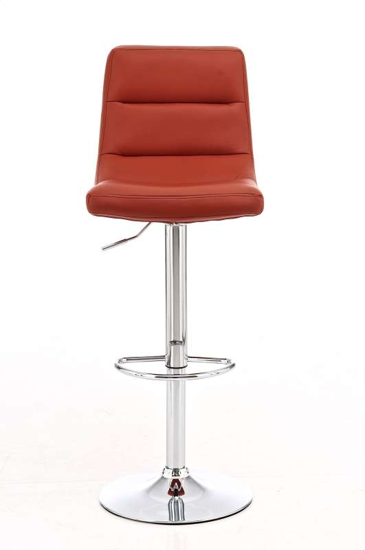 Taburete de Diseño VERA, En Piel Color Coñac y Estructura Metálica