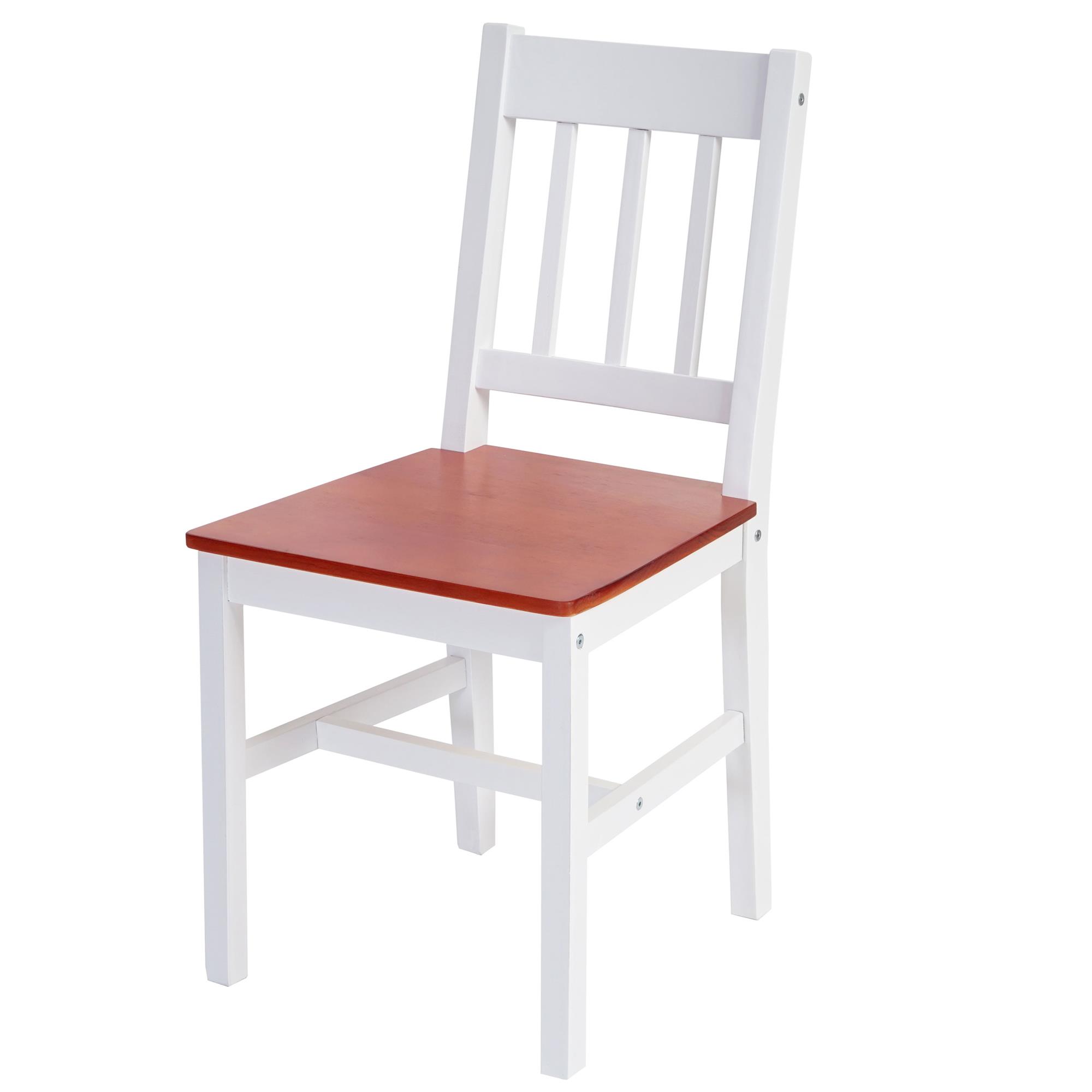 Lote 4 Sillas de Cocina o Comedor NERJA en blanco y marrón cerezo - Homy.es